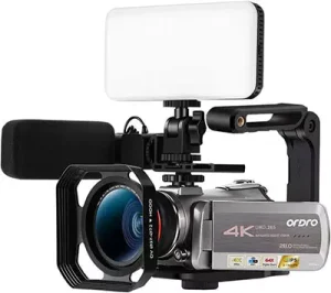 image of one of the cheapest professional video cameras the Ordro AZ50 4K Video Camera